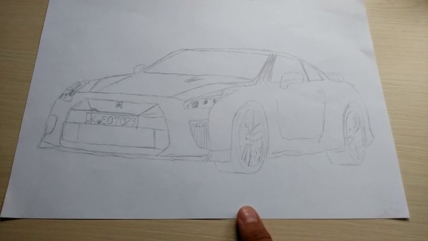 Рисунки Ниссан ГТР простым карандашом