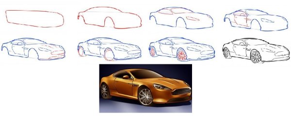 Рисуем пошагово спортивный автомобиль