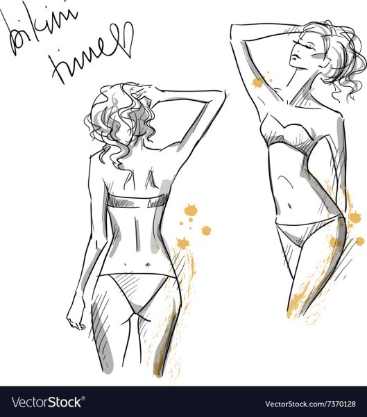 Девушка в купальнике эскиз