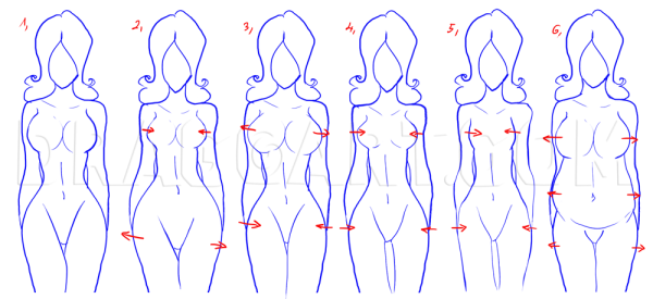 Скетч тела девушки