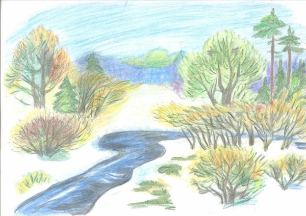 Весна рисунок карандашом