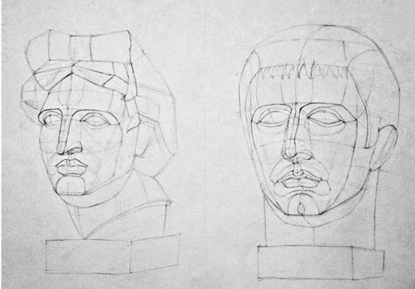Зарисовки гипсовой головы