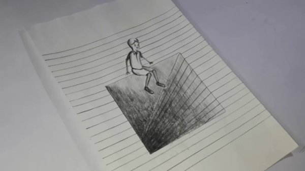 Простые 3д рисунки в тетради