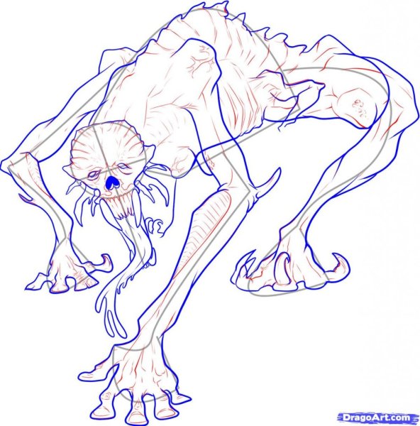 Рисунки монстров карандашом поэтапно