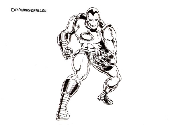 Железный человек пошаговый рисунок