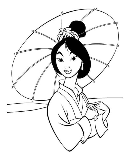 Раскраска принцесса Мулан