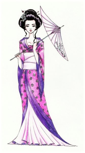 Образ японской женщины рисование