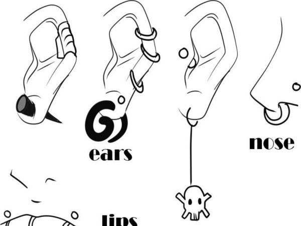 Рисовать пирсинг