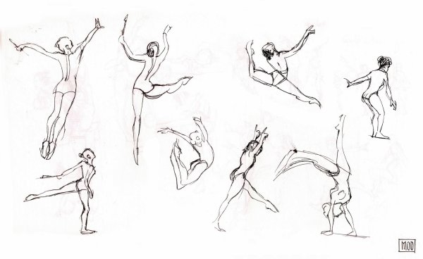 Эскиз фигуры человека в движении