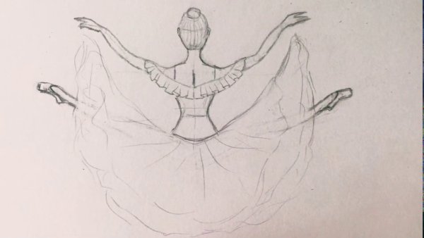 Поэтапный рисунок балерины