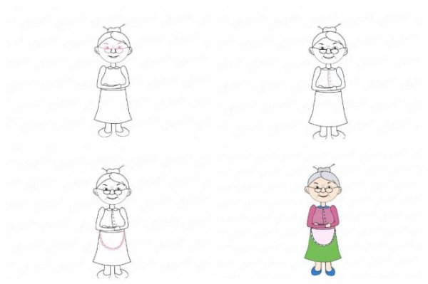 Поэтапное рисование бабушки для детей