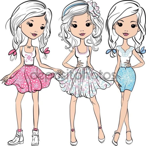 Нарисованные девочки модницы