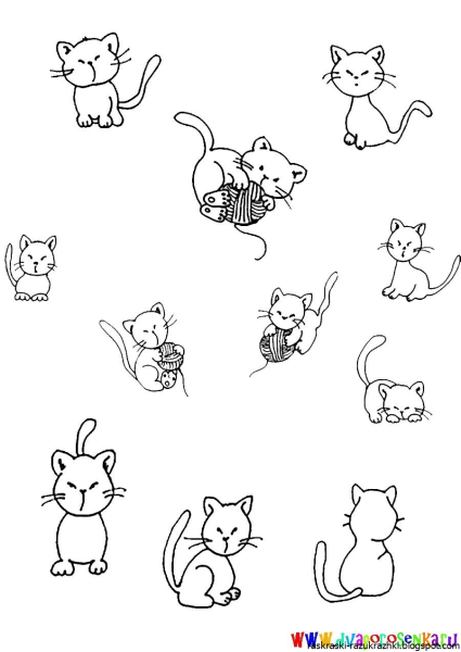 Раскраски маленькие котята