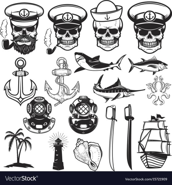 Эскиз тату в пиратском стиле