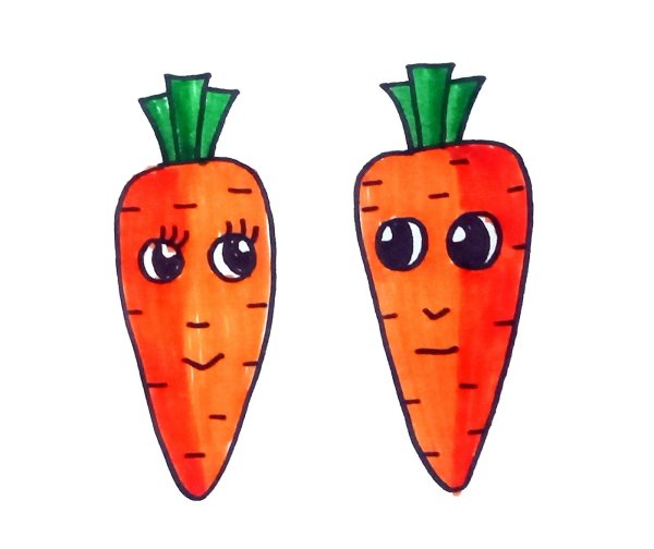 Поэтапное рисование моркови для детей