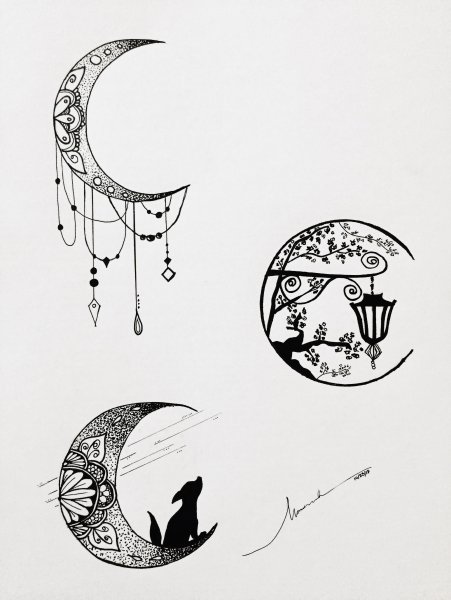 Тату месяц эскизы