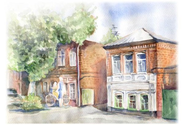 Акварель город Самара