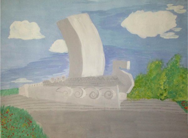 Ладья памятник Самара рисунок