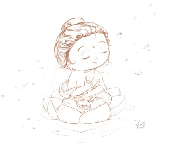Маленький Будда рисунок для детей