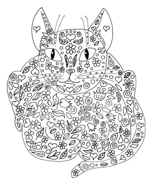 Раскраски антистресс кошки