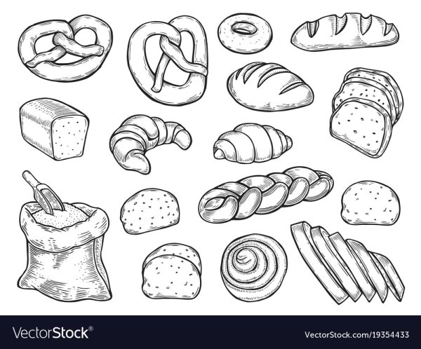 Нарисовать в тетради хлебобулочные изделия