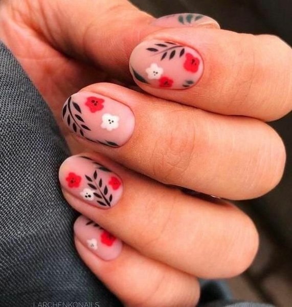Маникюр на короткие ногти с рисунком