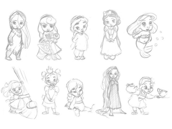 Раскраски Чиби принцессы Диснея