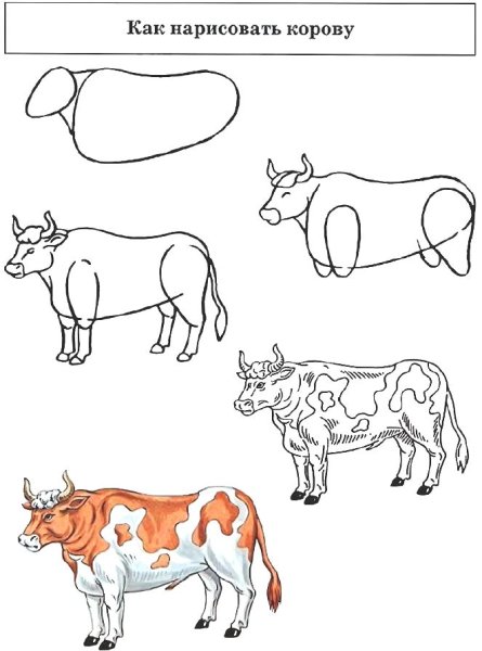 Рисование для малышей корова