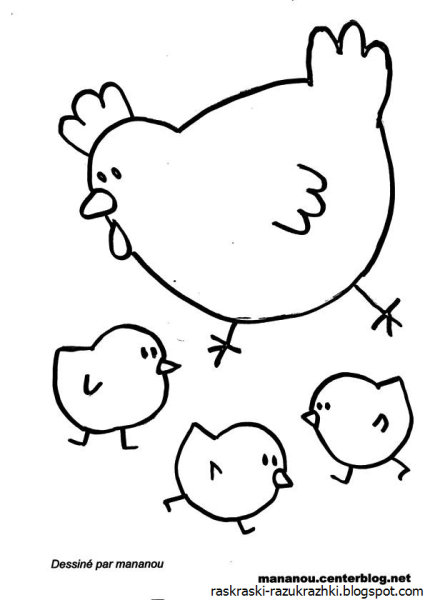 Цыпленок раскраска для малышей