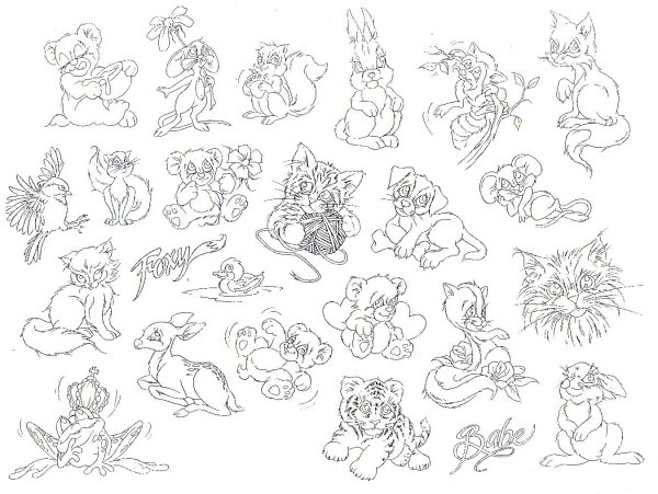 Раскраска для татуировок много