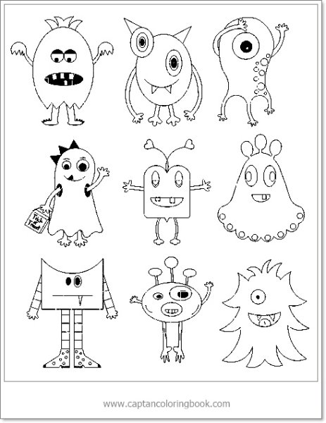 Раскраски маленькие монстрики