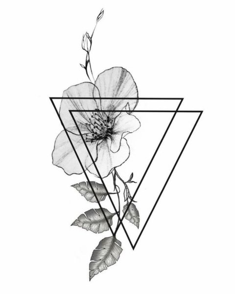 Тату линии цветы