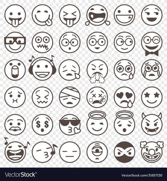 Распечатка смайлов черно-белых