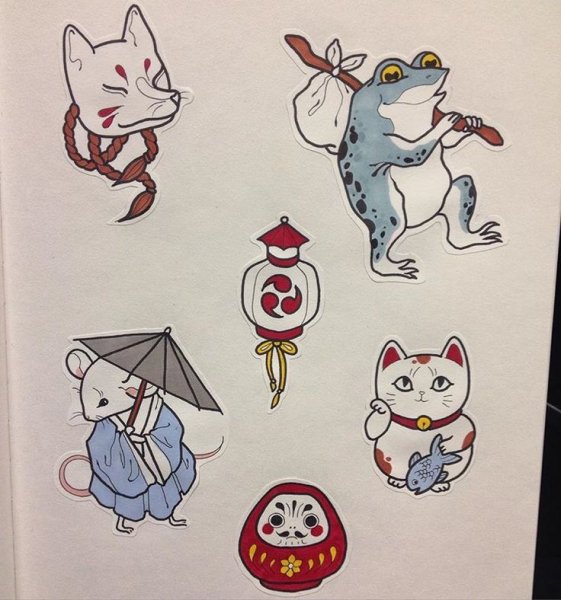 Японские мини тату эскизы