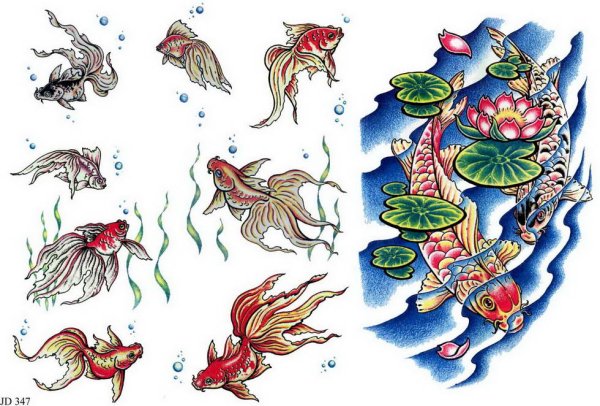 Японские маленькие рыбки тату
