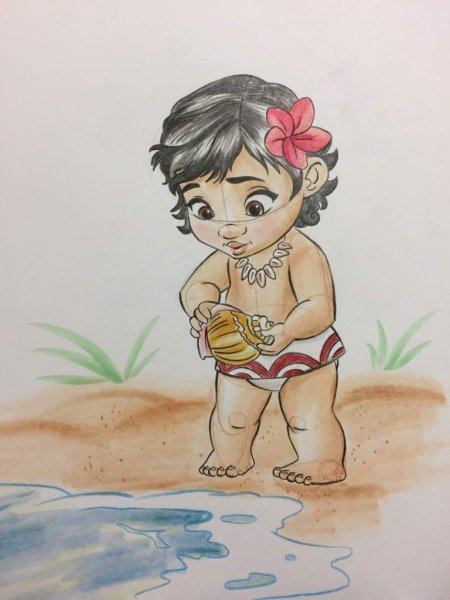 Моана портрет карандашом