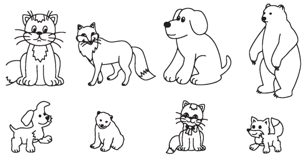 Большой маленький раскраска