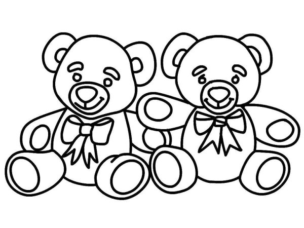 Мишка раскраска для малышей