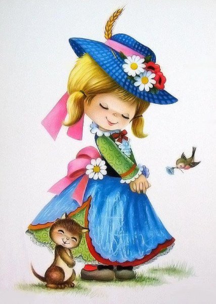 Мультяшная девочка в шляпки