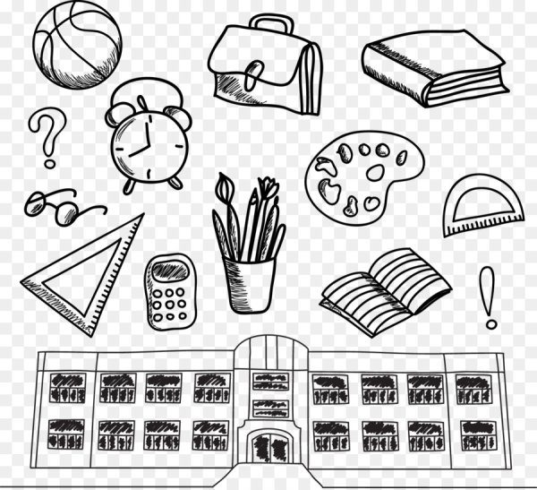 Зарисовки школьных принадлежностей