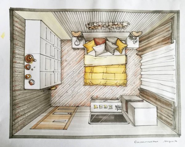 Зарисовка комнаты вид сверху