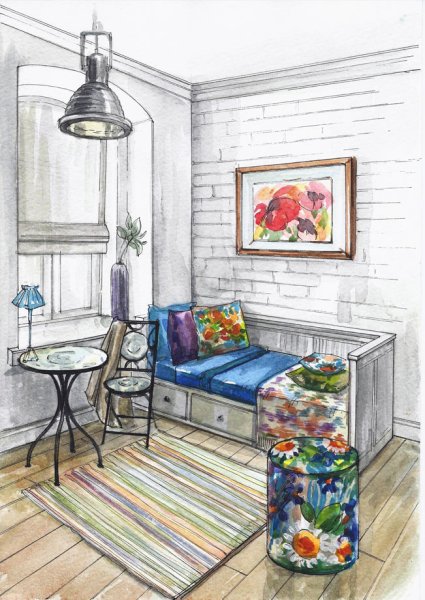 Дизайнерские рисунки интерьера