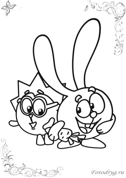 Раскраски Смешарики Крош и Ежик