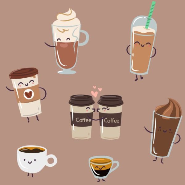 Кофе рисунок в разных стилях