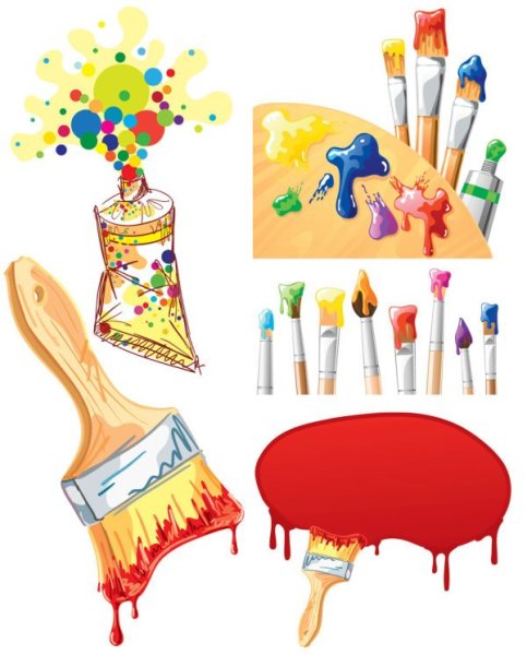 Кисть с краской Векторная