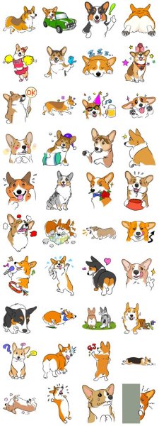 Наклейки с вельш корги