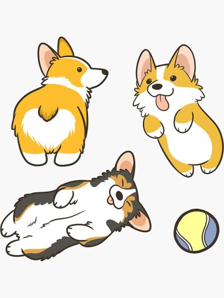 Наклейки с вельш корги