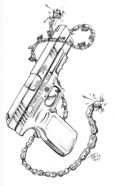 Револьвер тату эскиз
