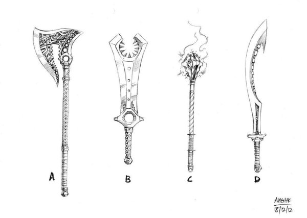 Эскизы оружия для рисования