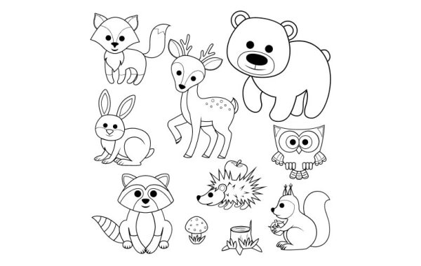 Раскраски маленькие зверята